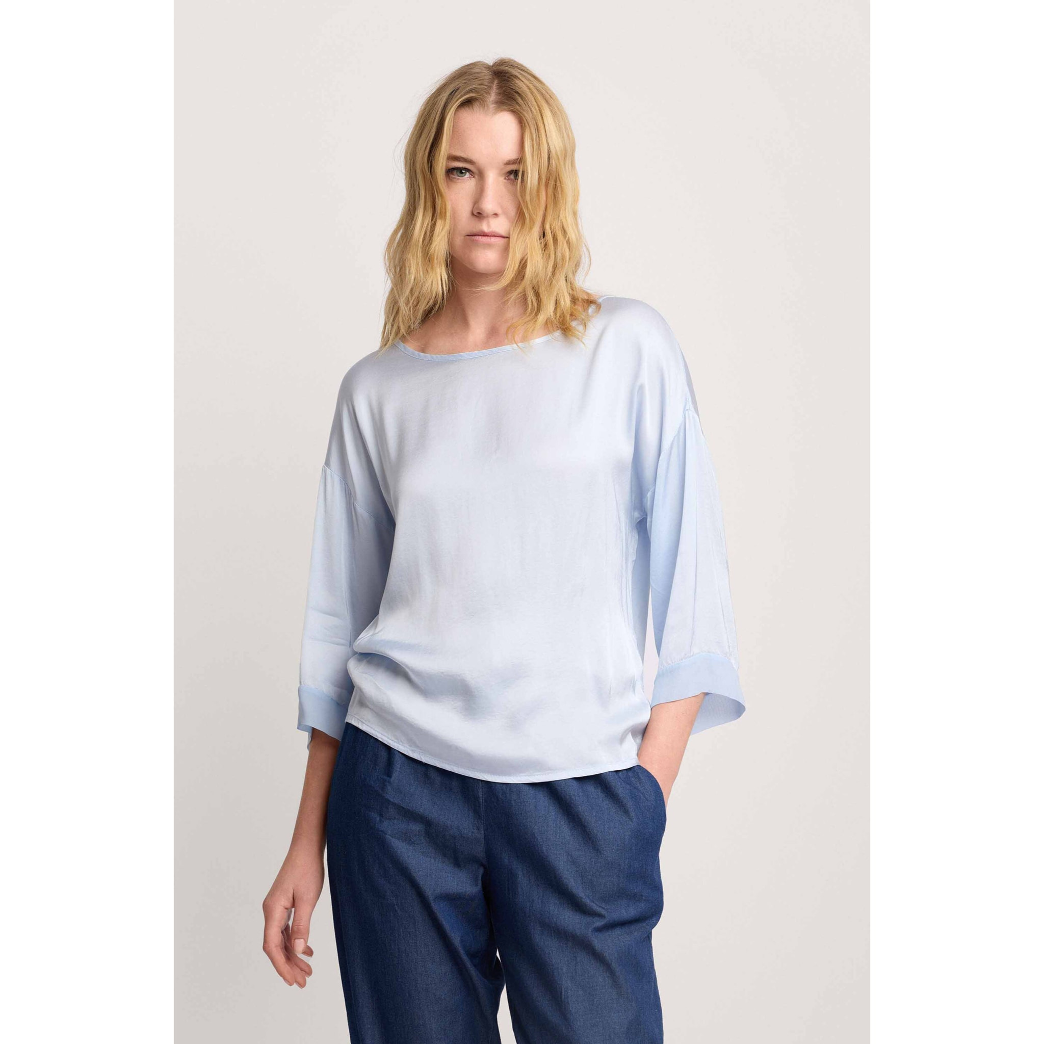Kocca - Blusa a maniche lunghe in viscosa Donna, Tinta unita, Girocollo