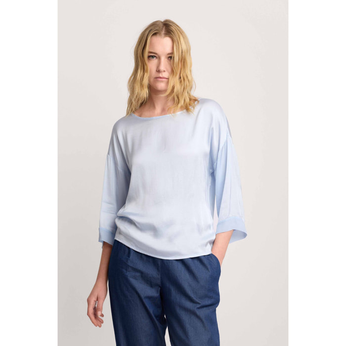 Kocca - Blusa a maniche lunghe in viscosa Donna, Tinta unita, Girocollo