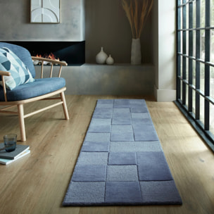 Tapis en laine de couloir CHECKERBOARD Bleu