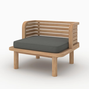 Fauteuil de jardin en teck massif et coussin gris - Kilda