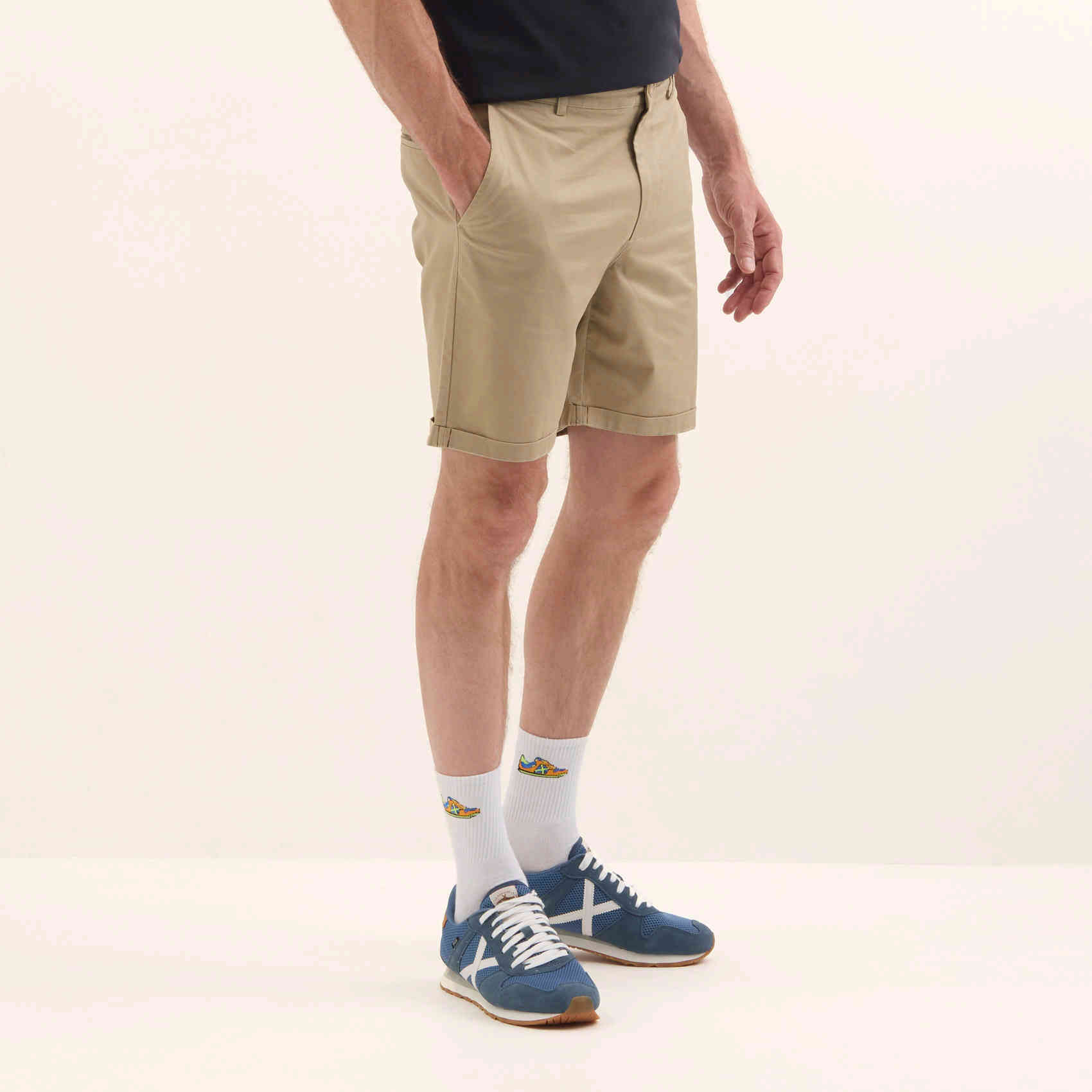 Bermuda Slim Fit Sarga Algodón Elástica Camel LIFESTYLE PANT CITY CAMEL