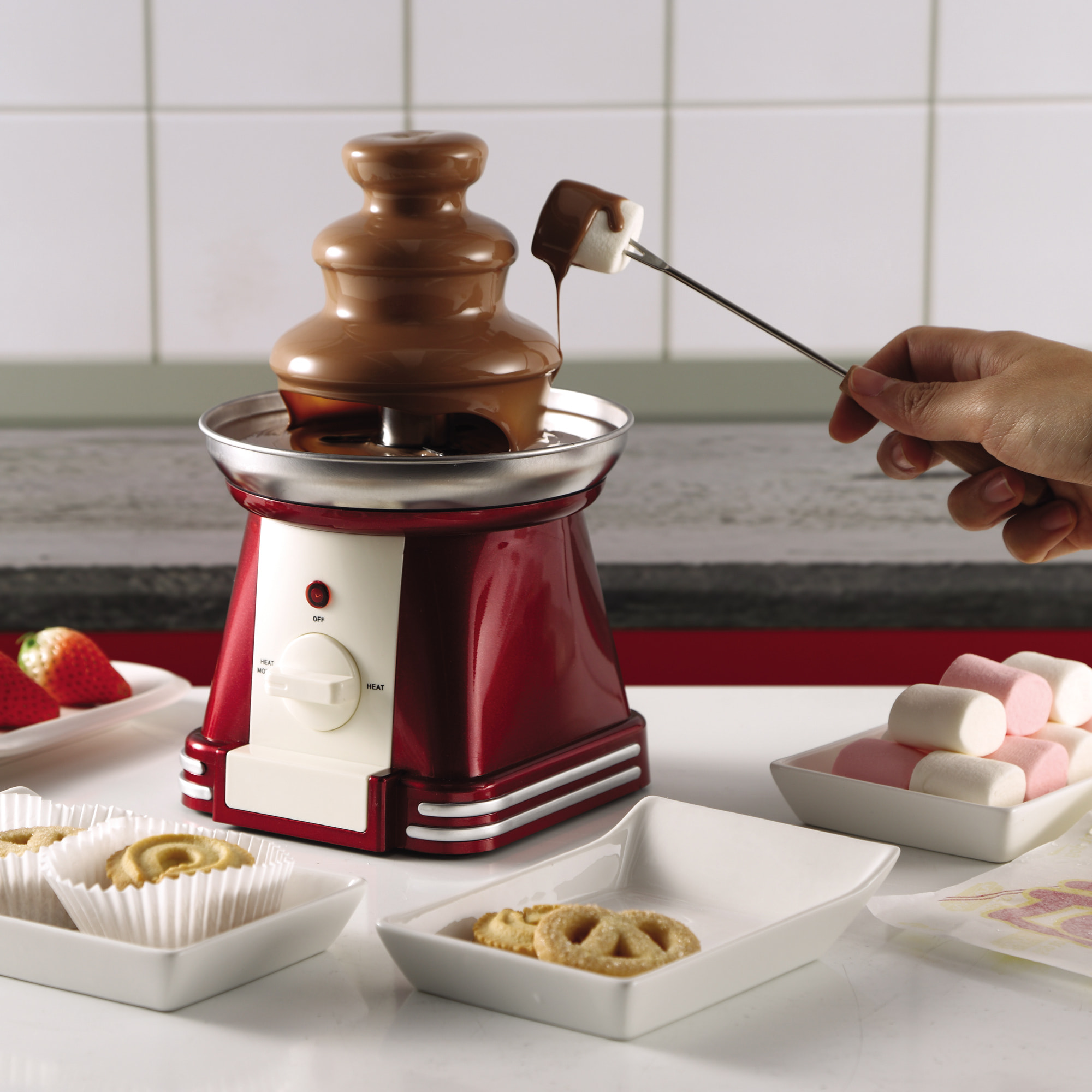 Fondue de chocolate 32W y capacidad 35L color rojo, Swiss Home