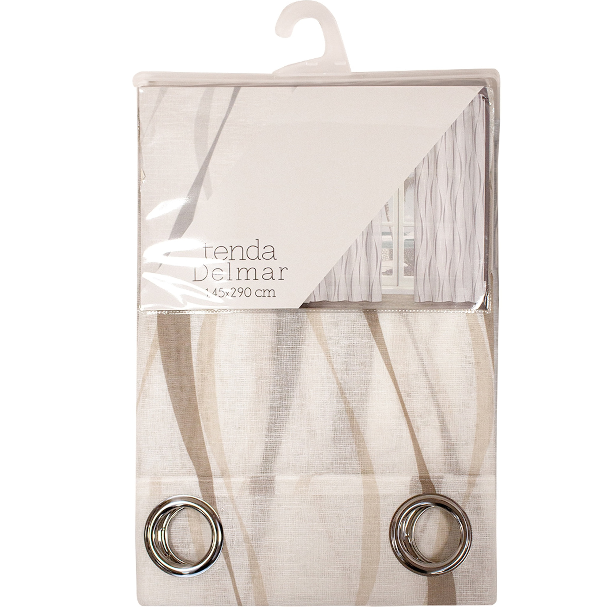 TENDA ONDE BIANCO/BEIGE CON OCCHIELLI 145X290 CM