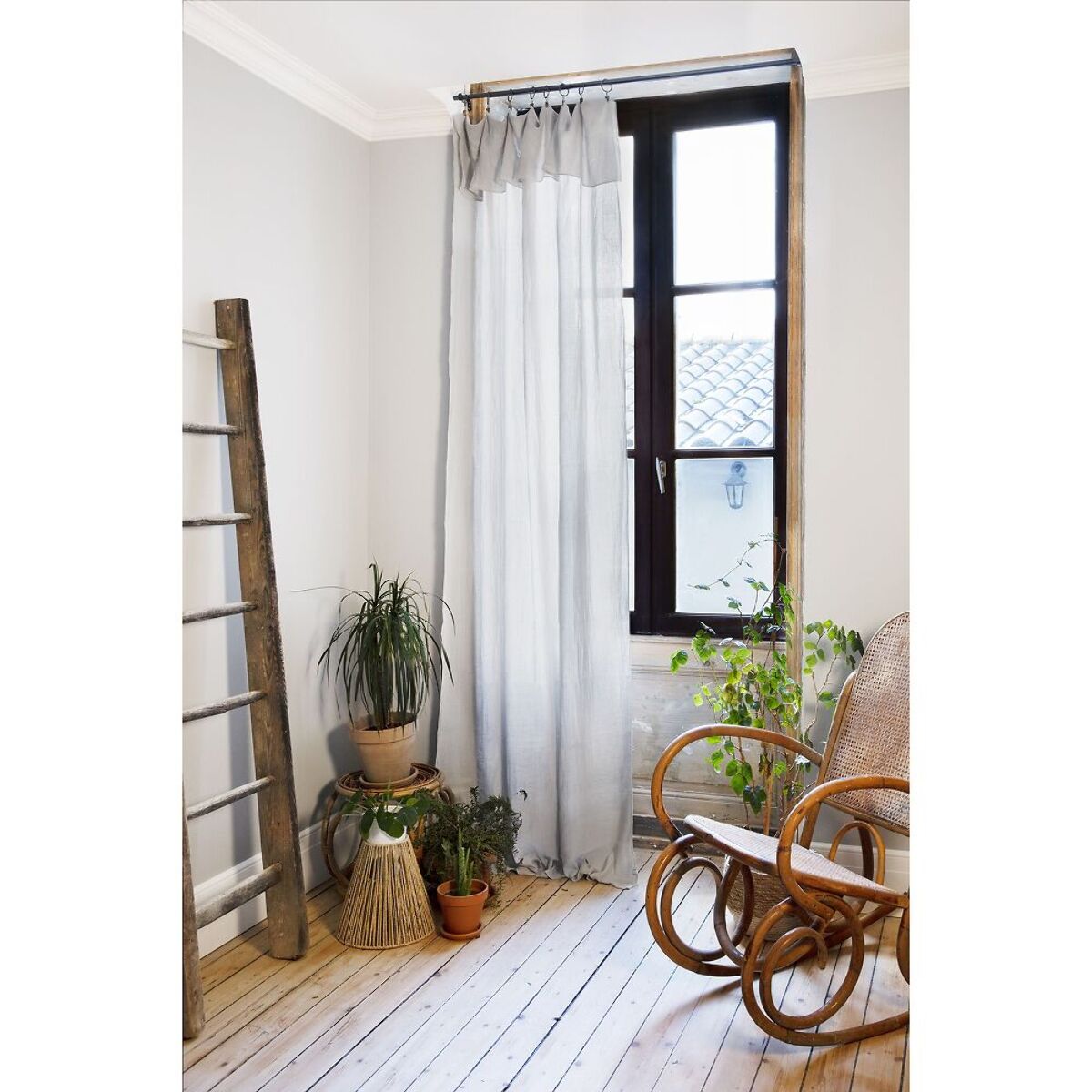 Rideau Ajustable 100% gaze De Coton + 8 Anneaux Pince Nuage