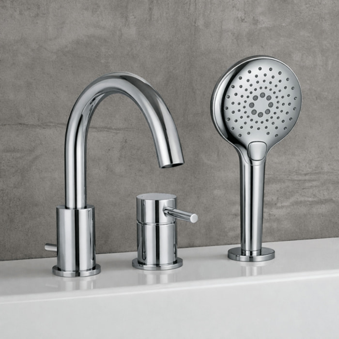 Mitigeur bain douche mécanique 3 trous + douchette 3 jets PAINI Cox chromé