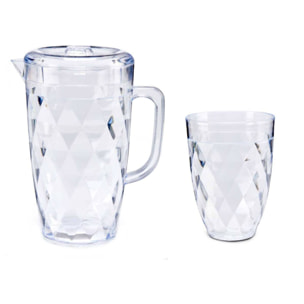 Set jarra 1,5l 4 vasos plastico transp colección leknes