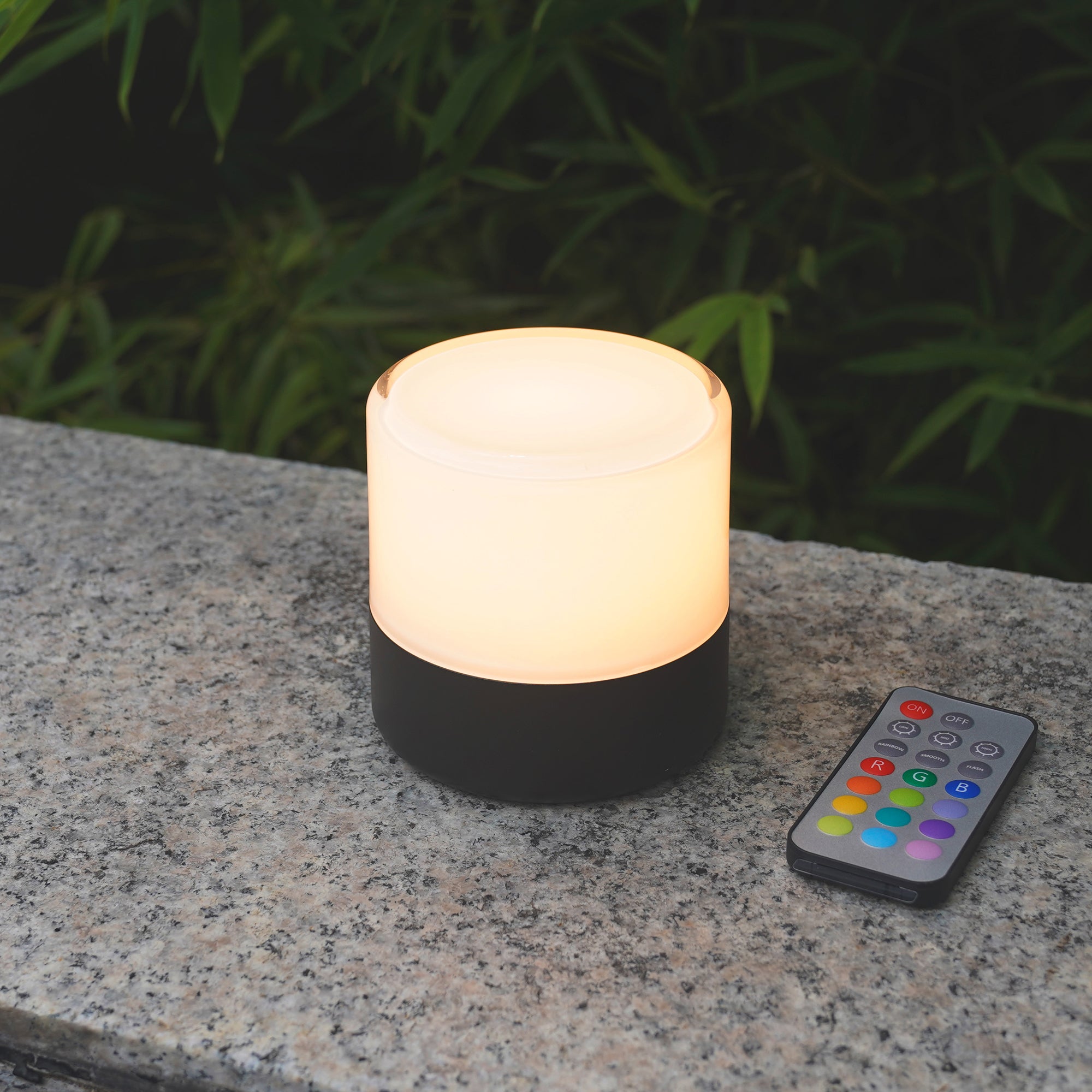 Lampe de table décoration LED blanc + RGB rechargeable avec télécommande BOLO H10cm