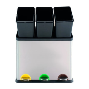 Poubelle à  pédale Tri sélectif Inox 3x20L MSV