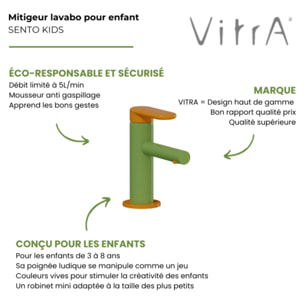 Mitigeur lavabo Sento Kids jaune et vert