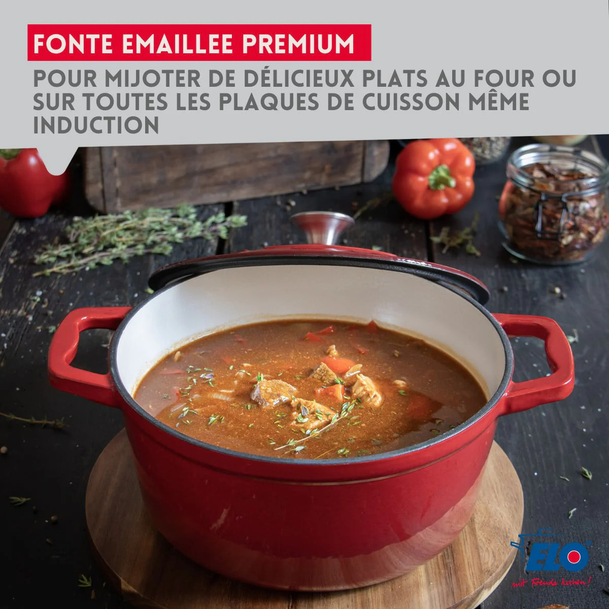 Cocotte 26 cm en fonte émaillée gris classique 4.5 L Elo