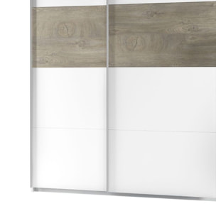 Armario Brike 180 2 puertas correderas Blanco Artik (Blanco Mate) – Roble Alaska