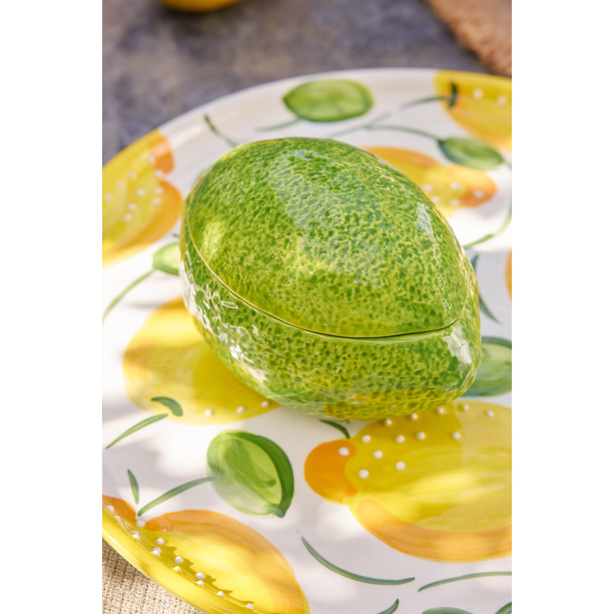 J-Line Boîte Citron Vert Dolomite - céramique - vert/blanc - 2 pièces