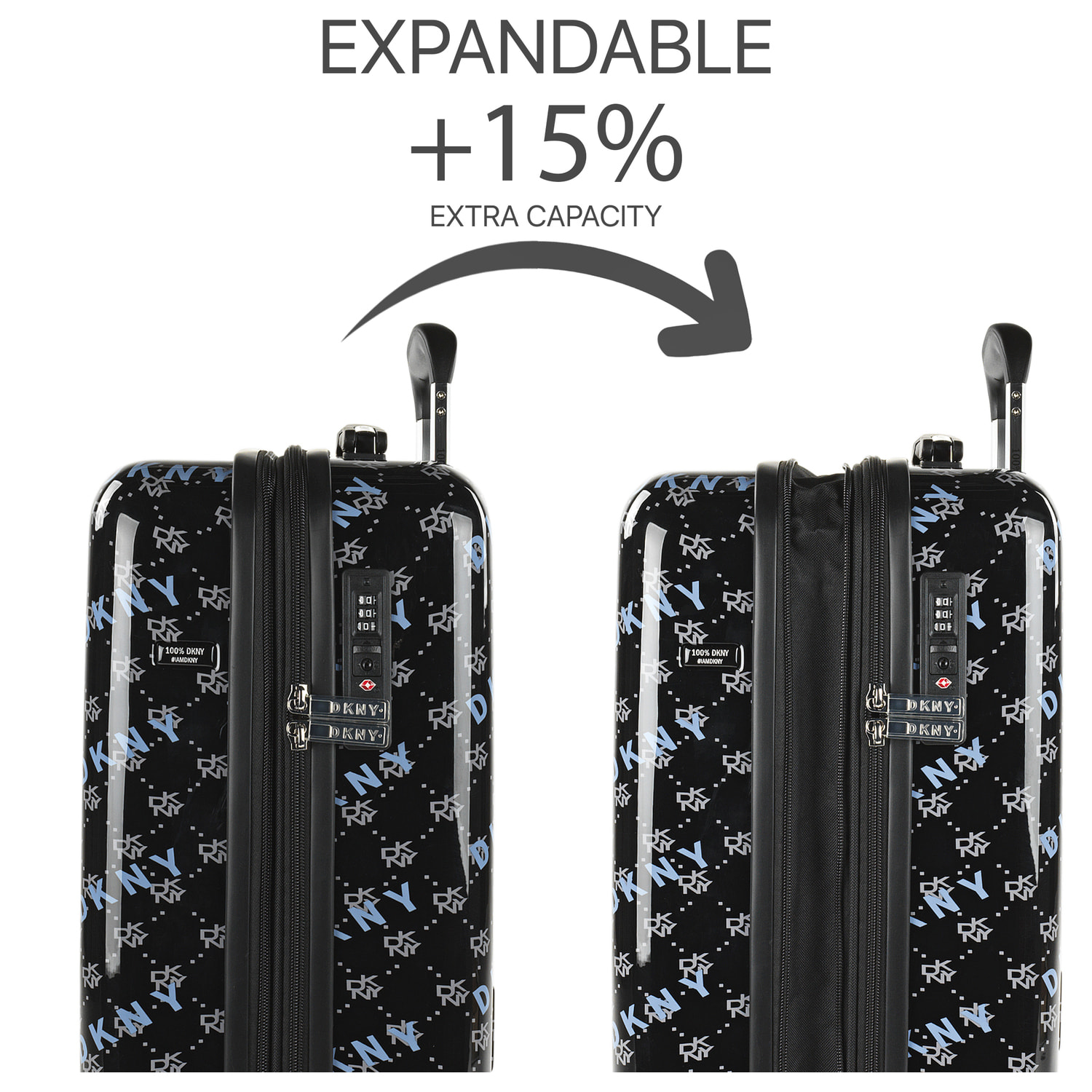 Juego De Maletas Pc Dkny Dkny-905 On Repeat Blk/Lt Charcoal-Ashly Blu