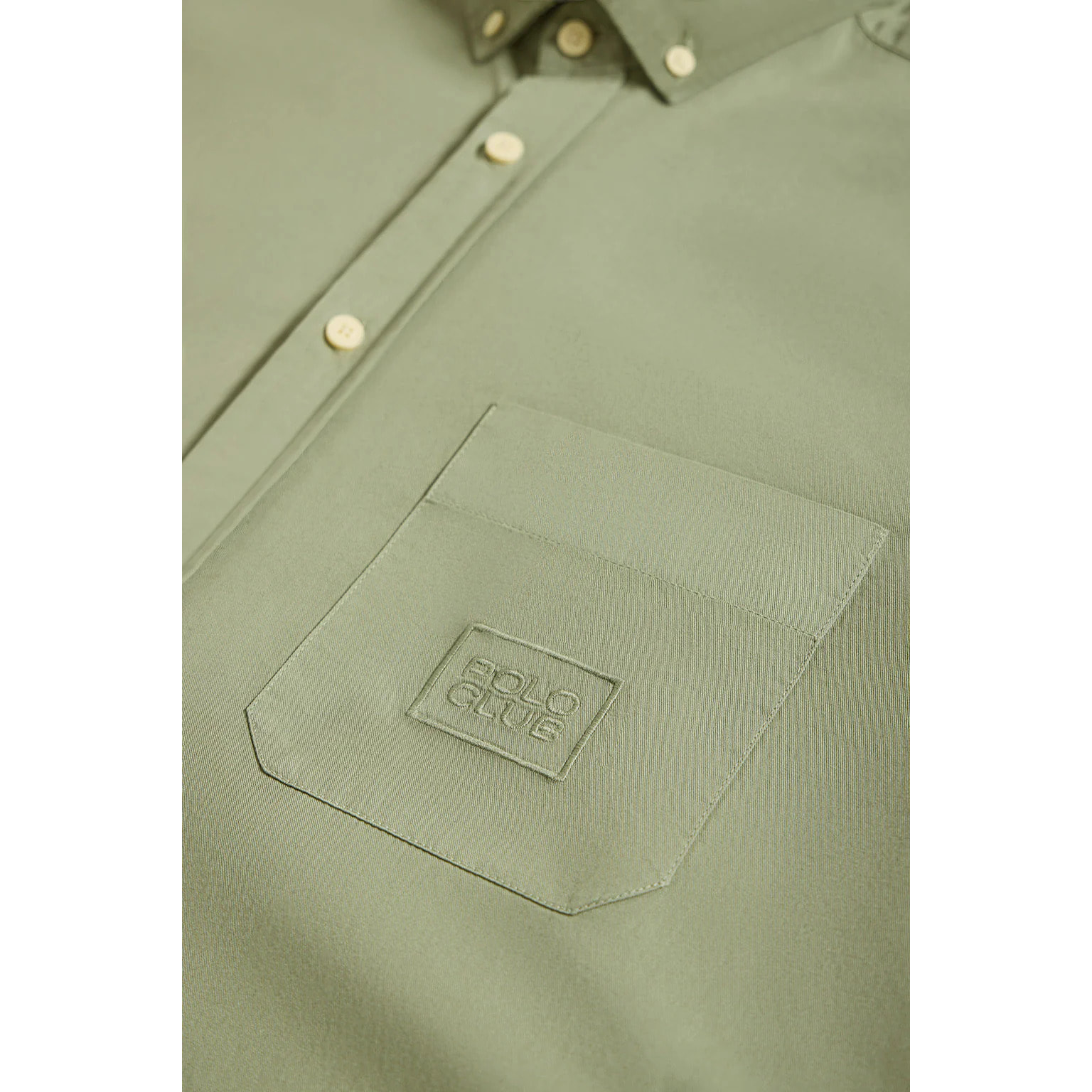 Camicia in twill verde con taschini e logo Polo Club