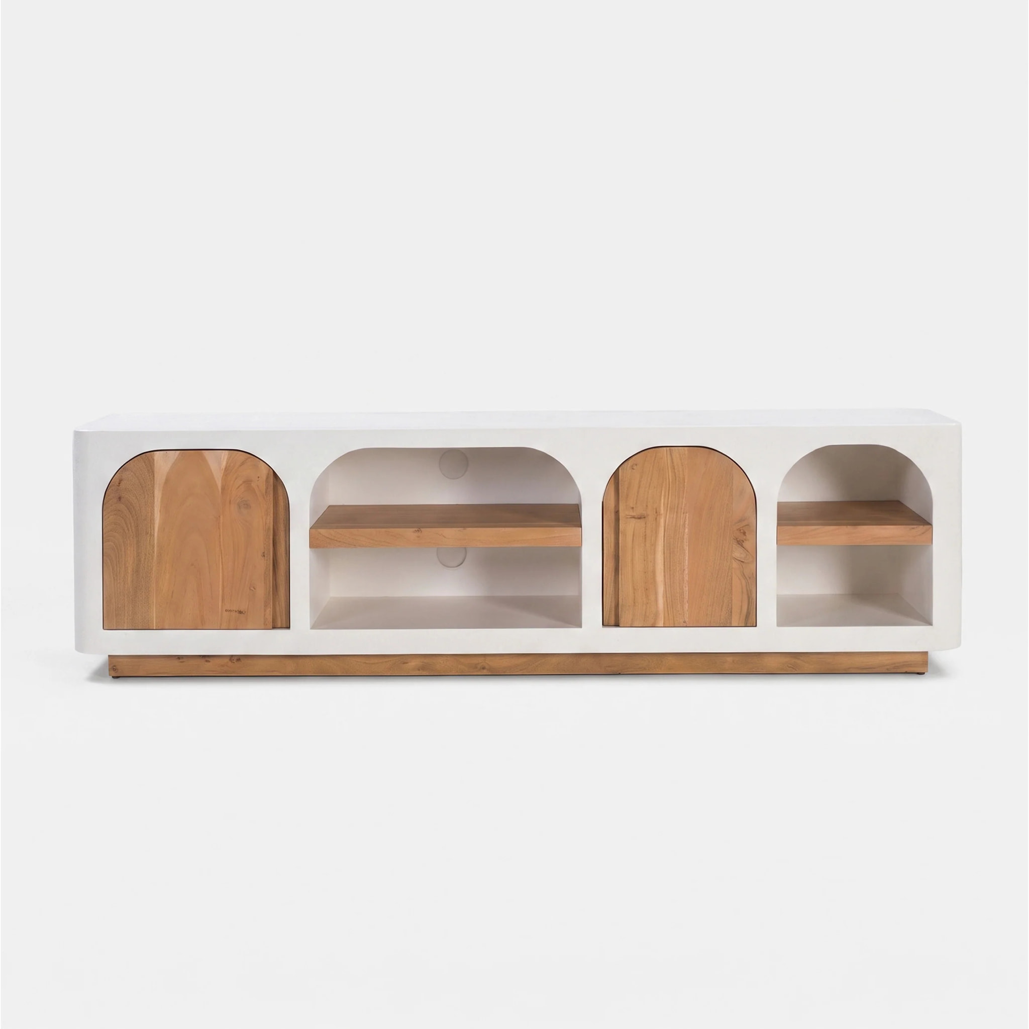 Meuble TV en plâtre blanc cassé 180 cm - Fira