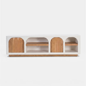 Meuble TV en plâtre blanc cassé 180 cm - Fira