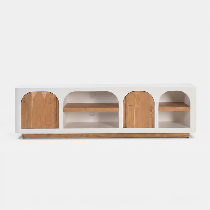 Meuble TV en plâtre blanc cassé 180 cm - Fira