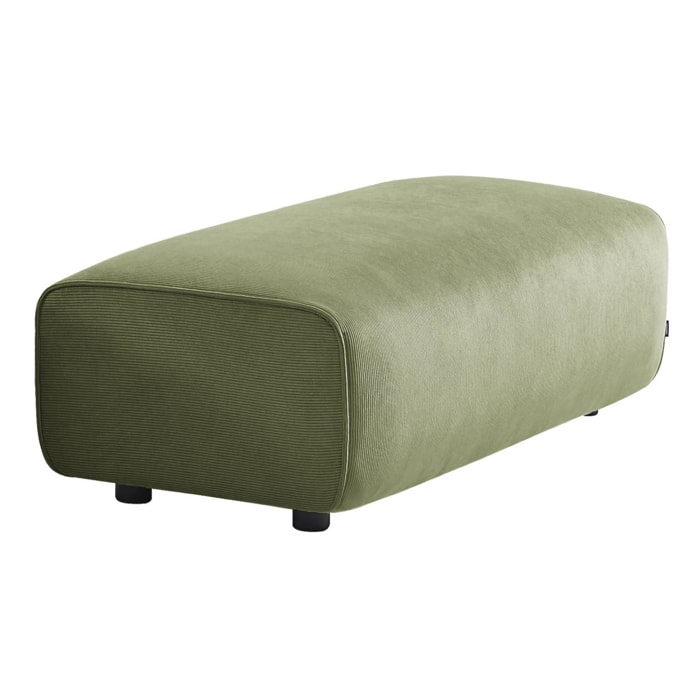 Pouf. module pour canapé. repose-pieds pour canapé d'angle 2 places en velours côtelé vert. L 123 x P 60 x H 41cm - Wallas