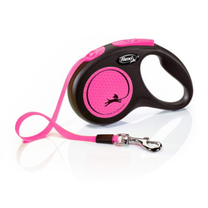 Laisse New Neon M Tape 5 m black/ neon pink Flexi CL21T5-251-S-NEOP