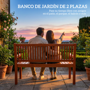 Banco de Jardín de Madera, Banco de Exterior de 2 Plazas con Funda Impermeable, Respaldo Ergonómico, Reposabrazos, Carga 240 kg, para Patio, Terraza, 125x62x90 cm, Marrón Claro