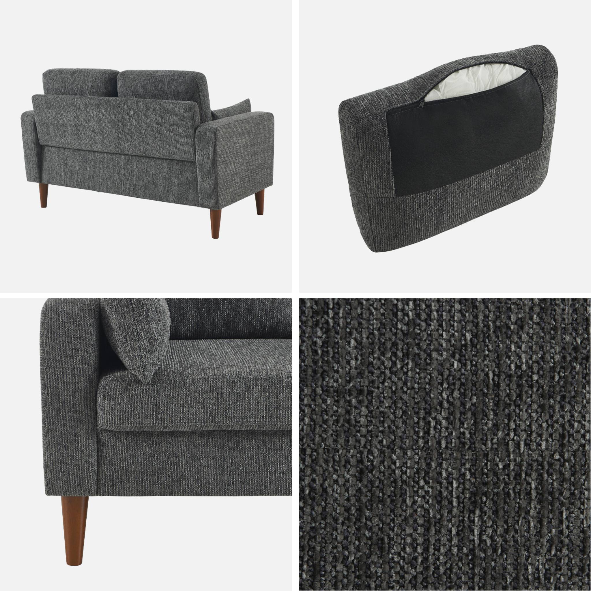 Canapé bois d'hévéa et tissu chenille 2 places BJORN