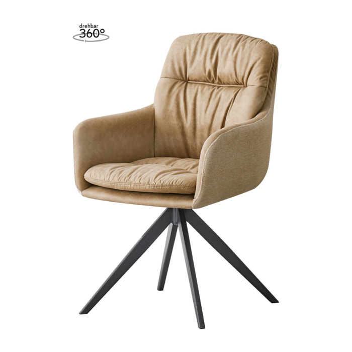 Sedia girevole Dian 100 in tessuto taupe