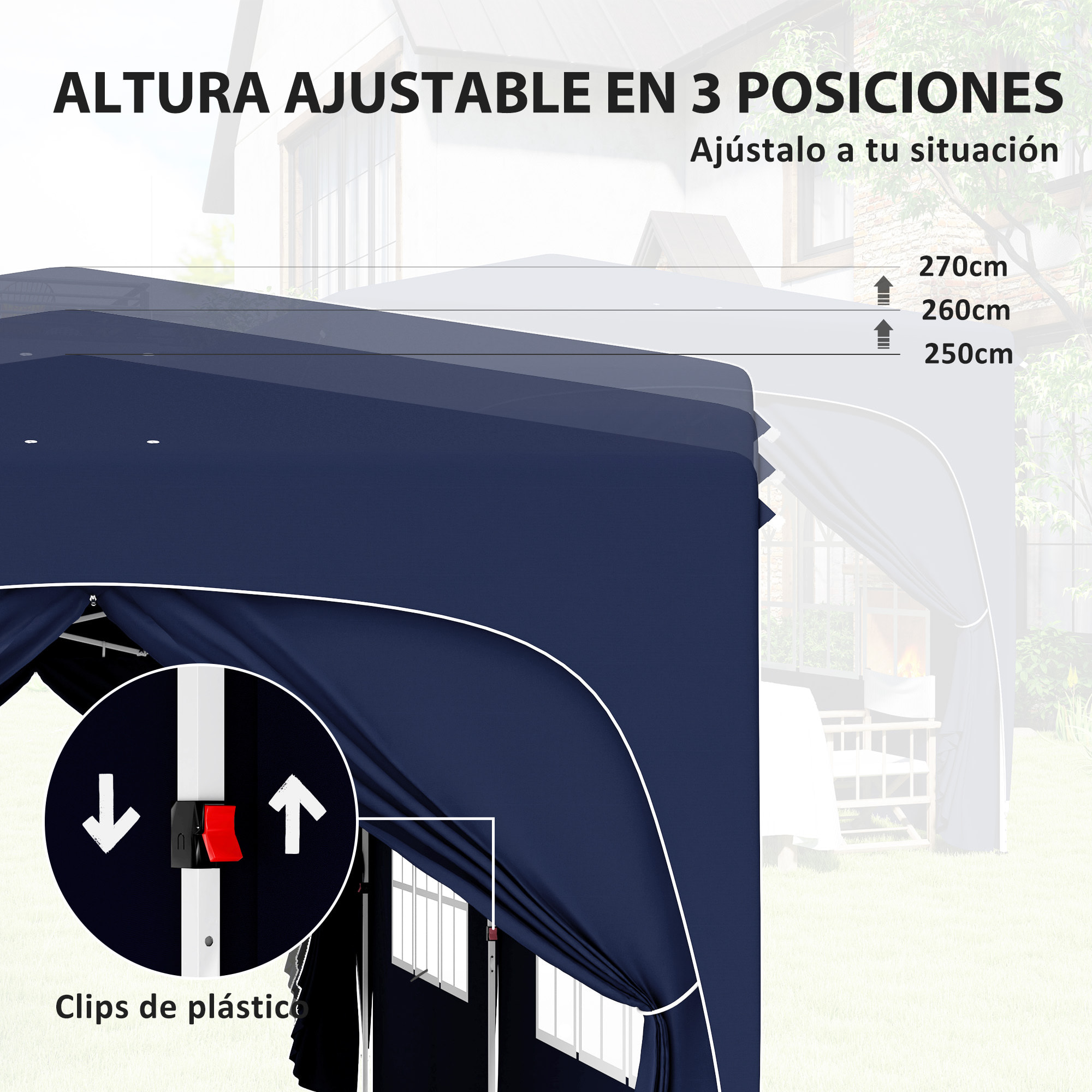 Carpa Plegable Gazebo 6x3 m Cenador Plegable con Altura Ajustable 6 Paredes Laterales Anti-UV y Bolsa de Transporte Pabellón de Jardín para Camping Fiestas