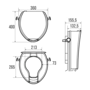 Réhausse WC PMR PELLET plastique blanc avec abattant 10 cm