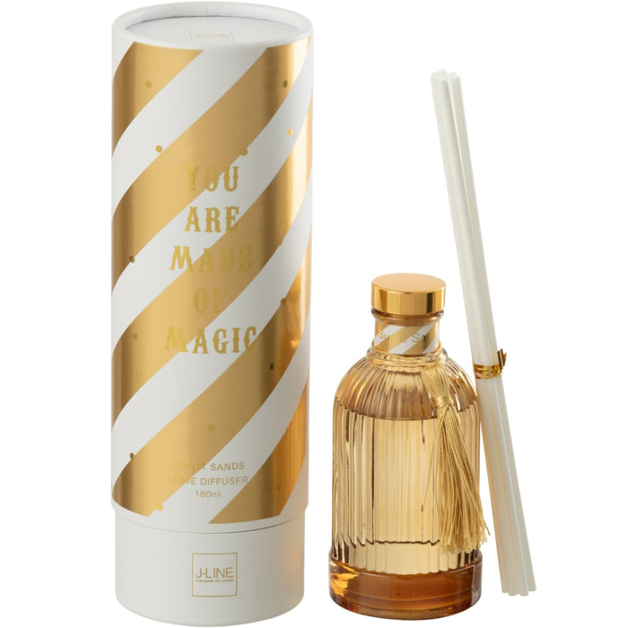 J-Line bâtonnets parfumés Magic - Sunlit Sands - verre - blanc/or - small