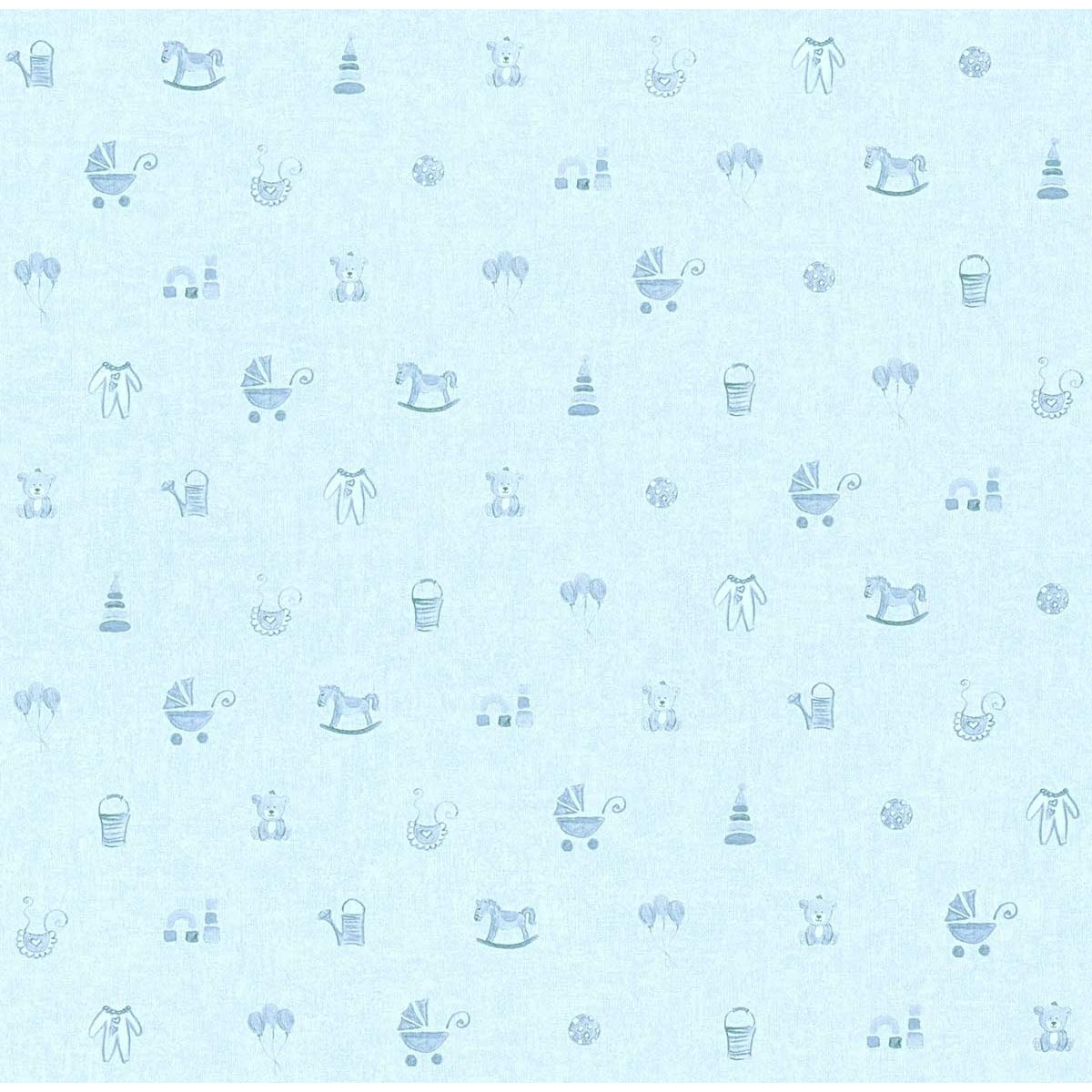 Papier Peint Bébé 'Petits Jouets' - Bleu
