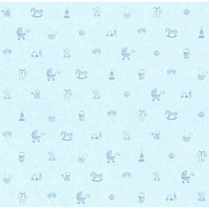 Papier Peint Bébé 'Petits Jouets' - Bleu