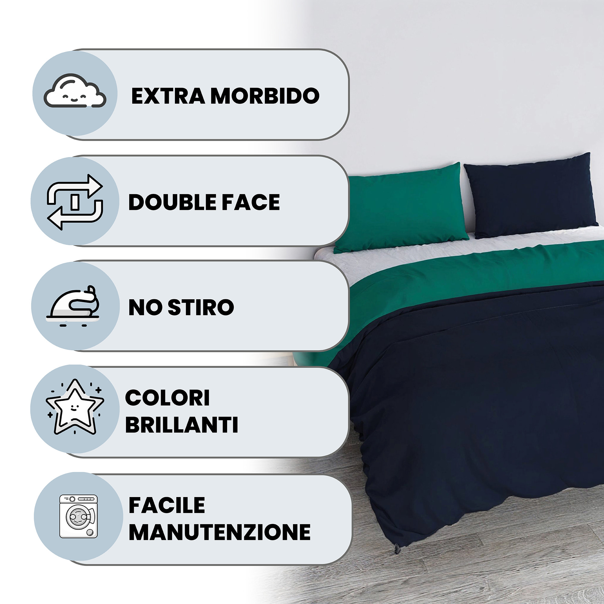 PARURE COPRIPIUMINO VERA - 100% Microfibra - Made in Italy