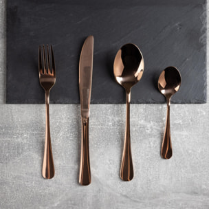 Juego de 16 Pzs de cubertería en acero inoxidable (4 Cucharas + 4 Tenedores + 4 Cuchillos + 4 Cucharillas) color Cobre