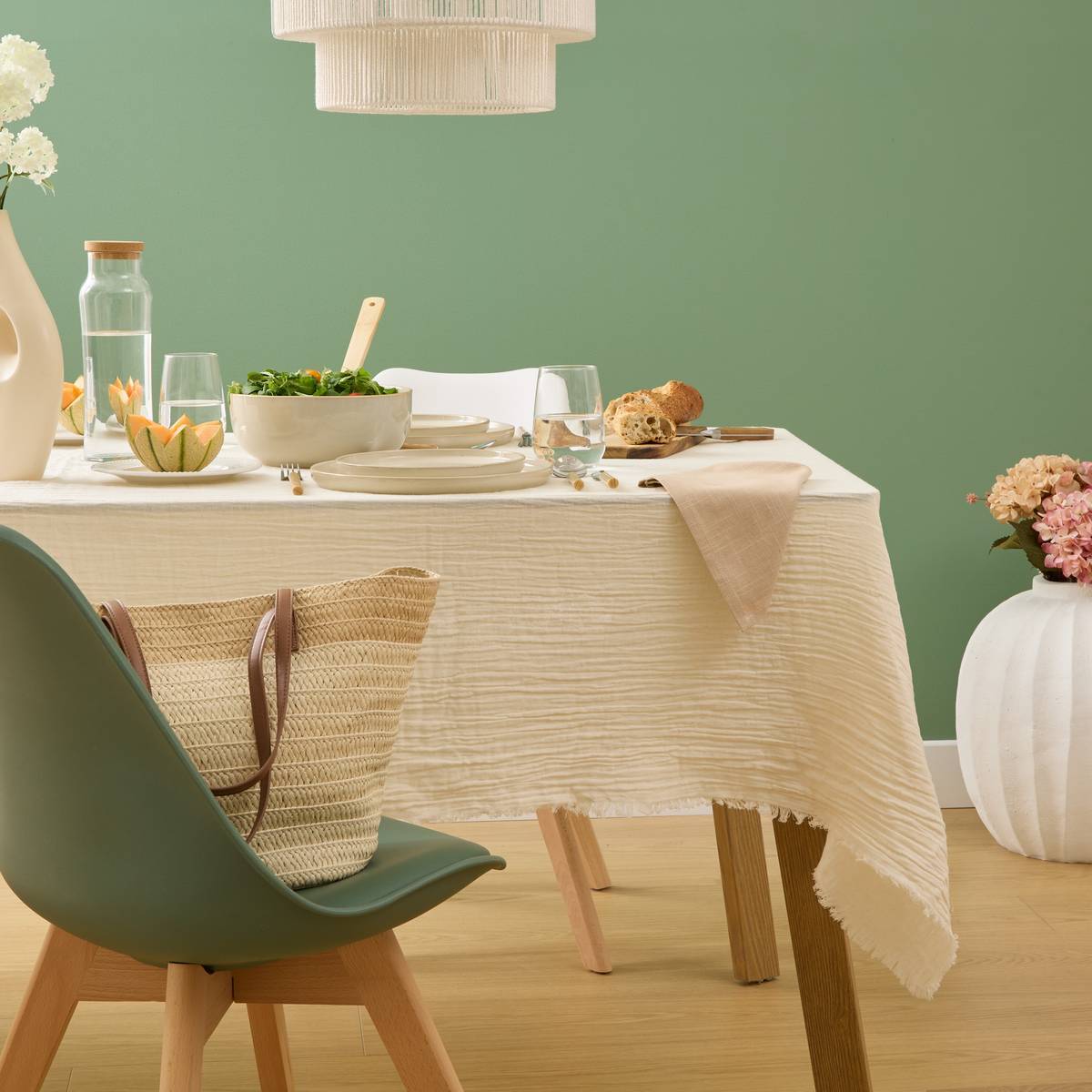 Nappe Vela 150x250cm blanc chaud en gaze de coton