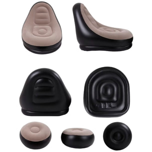 Poltrona gonfiabile ergonomica con poggiapiedi, supporta fino a 150 kg e include una pompa per gonfiare.