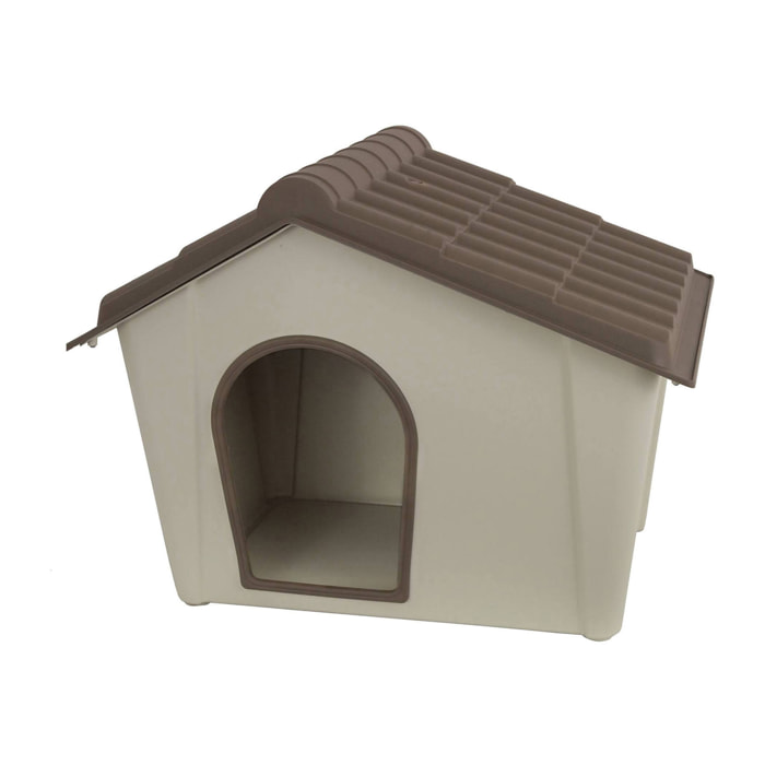 Cuccia Avalon, Casetta per cani o gatti, Cuccia da esterno o interno, 100% Made in Italy, Beige, 79x59h61 cm