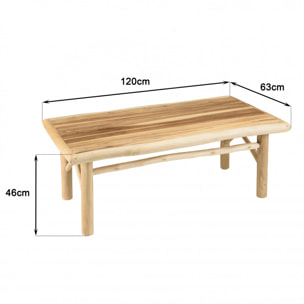 WILL - Table basse rectangulaire MADURA en branches de teck naturel