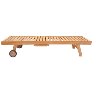 Ensemble bain de soleil pliant en teck avec table d'appoint LOMBOK