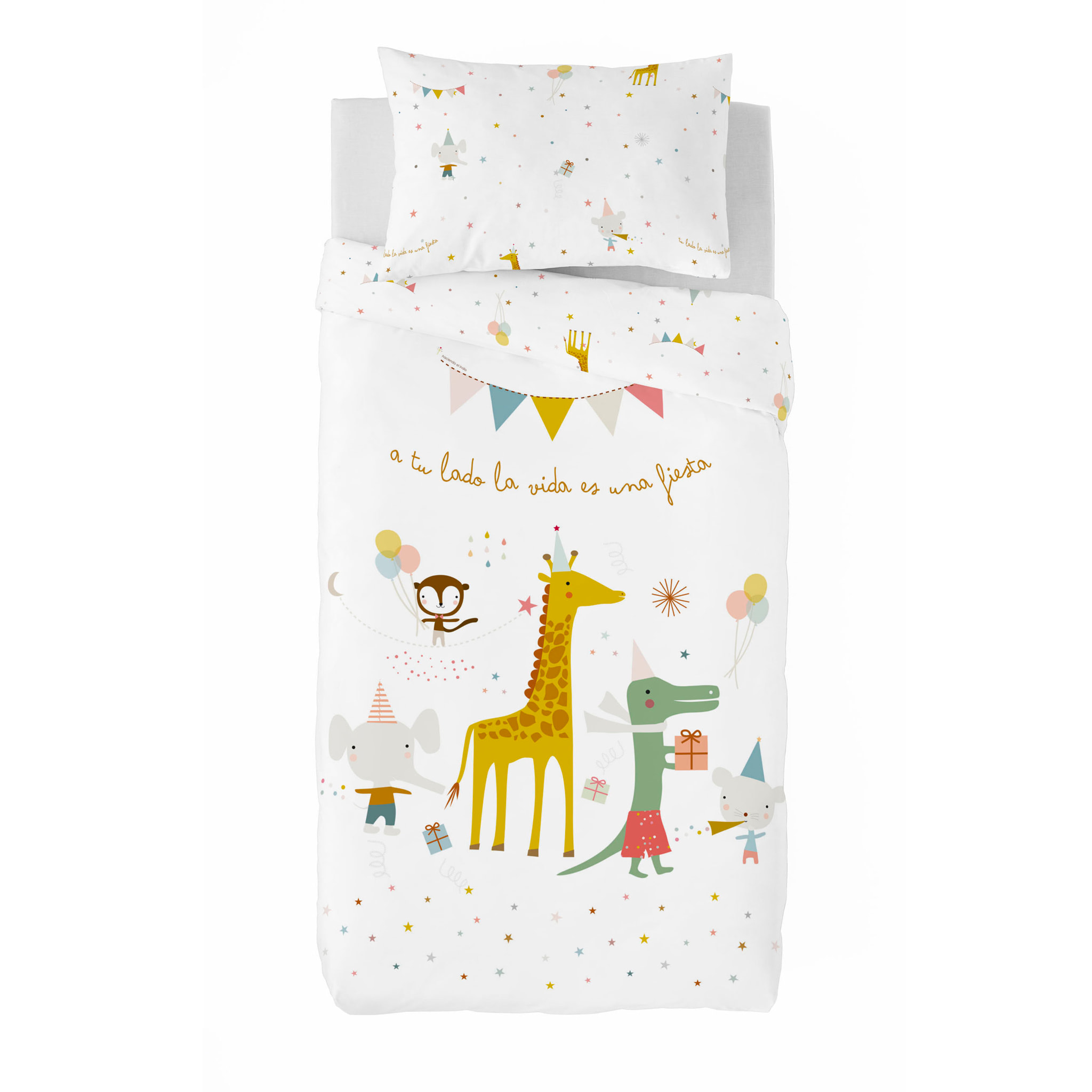 Haciendo el Indio - Funda Nórdica Estampada - Reversible - Infantil - Cierre Solapa - 100% Algodón - Incluye 1 Funda de Almohada - Fiesta