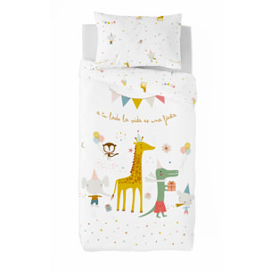 Haciendo el Indio - Funda Nórdica Estampada - Reversible - Infantil - Cierre Solapa - 100% Algodón - Incluye 1 Funda de Almohada - Fiesta