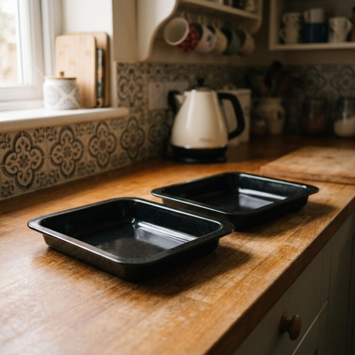 Lot de 2 plats four 33/33 cm en acier émaillé avec 2 ustensiles Zenker Special cooking