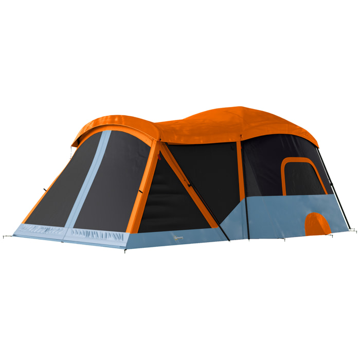 Tienda de Campaña Familiar para 4 Personas Tienda Camping Plegable Tipo Túnel con 2 Habitaciones Puertas Ventanas Tragaluces Bolsa y Gancho Impermeable 3000 mm Fácil Montaje para Senderismo