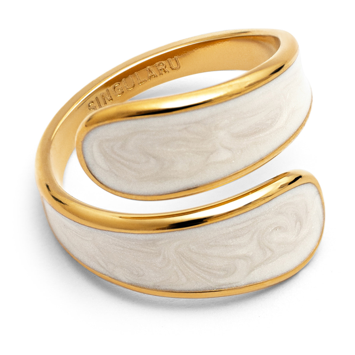 Anello Abbraccio White Acciao Placcato Oro