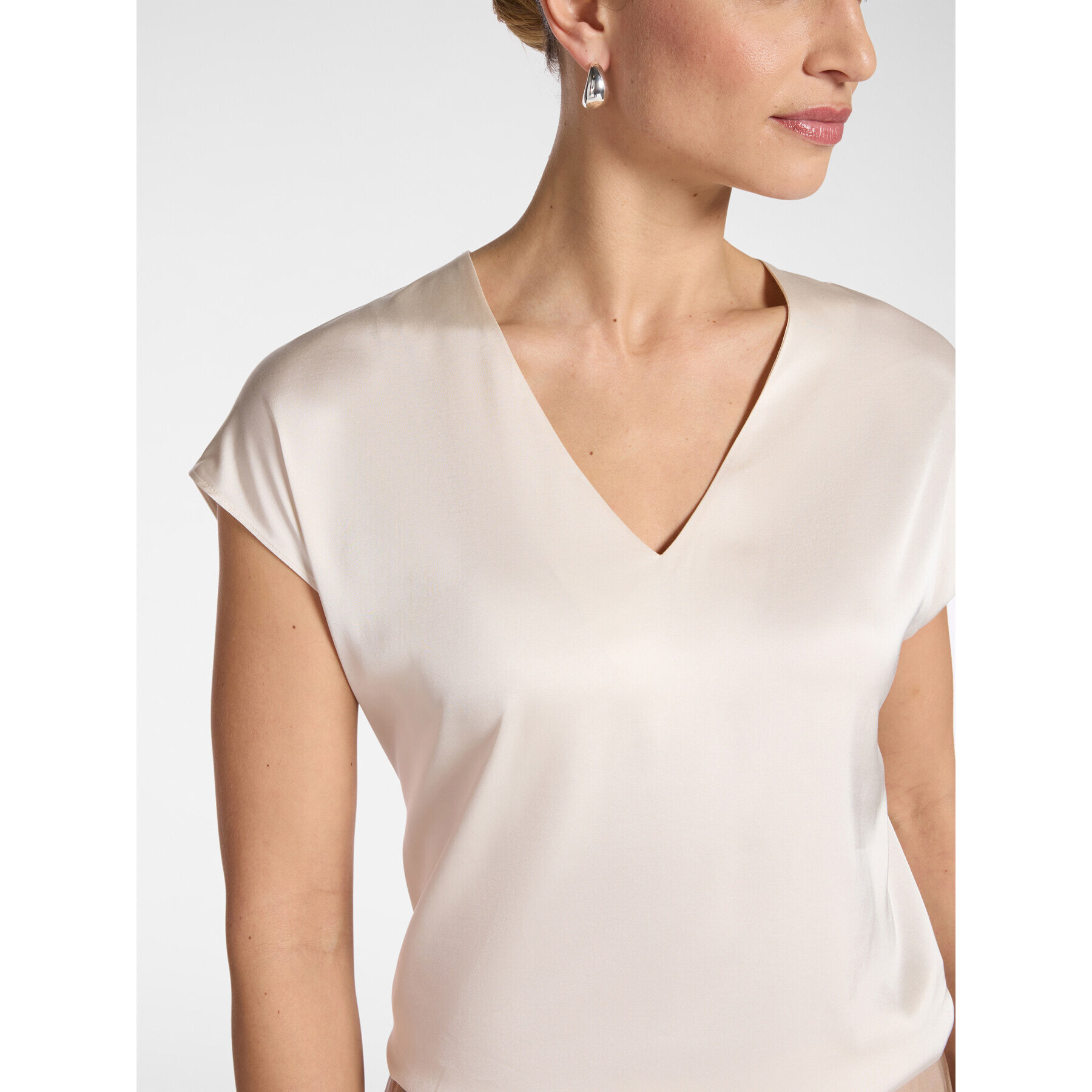 Elena Mirò - Blusa de satén con escote en V - Blanco
