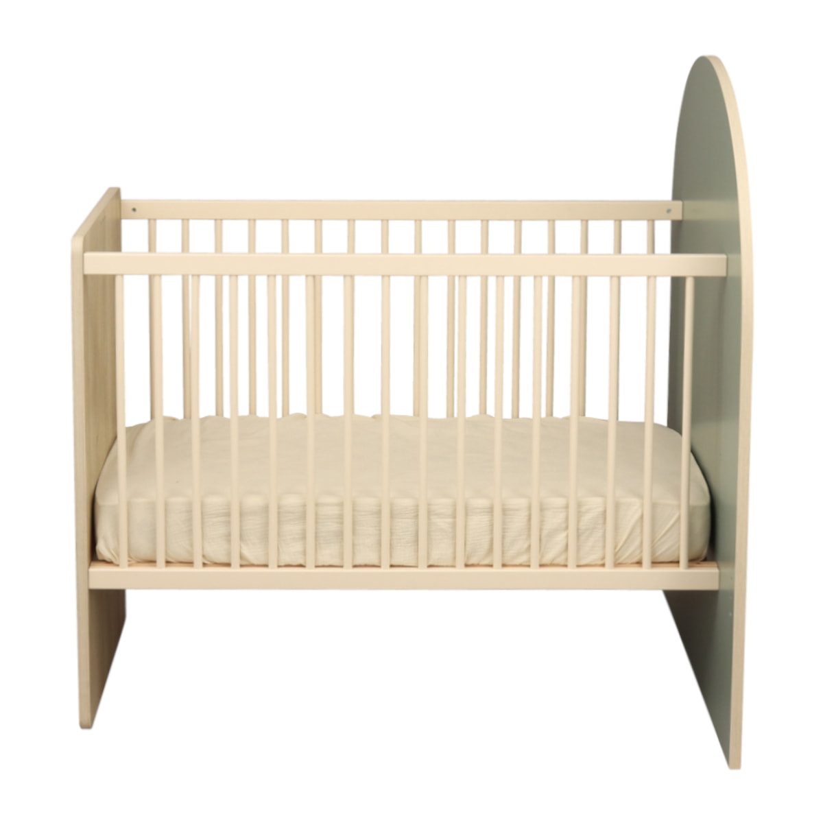 Lit bébé évolutif 120x60 en 90x190 - décor bois chêne sépia forme arche