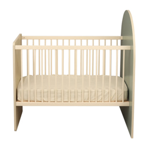 Lit bébé évolutif 120x60 en 90x190 - décor bois chêne sépia forme arche