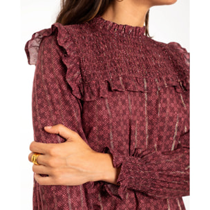 Blusa de manga larga con nido de abeja