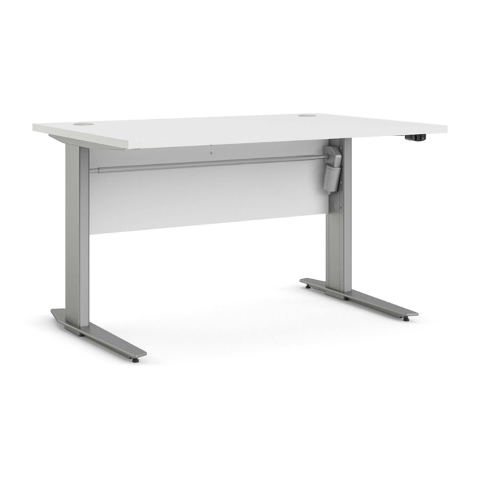 Scrivania Alfango, Scrittoio multiuso, Tavolo per ufficio porta PC, Piano di lavoro, 120x80 h75 cm, Bianco e Grigio