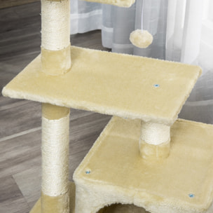 árbol Rascador para Gatos de Felpa y Sisal 50x30x80cm Beige