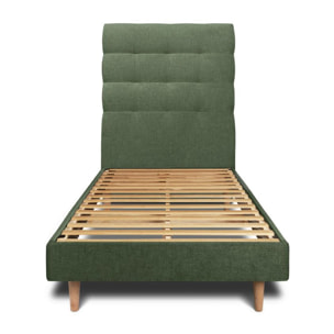 Lit avec tête de lit capitonnée tissu et sommier kit Ep14